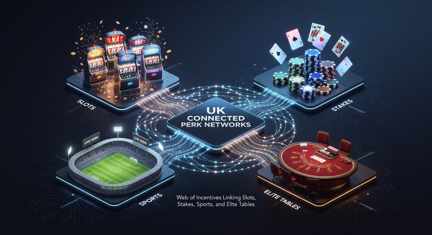 Visual diagram illustrating interconnected perk pathways across slots, sports betting, high-stakes slots, and elite VIP tables on UK gambling platforms