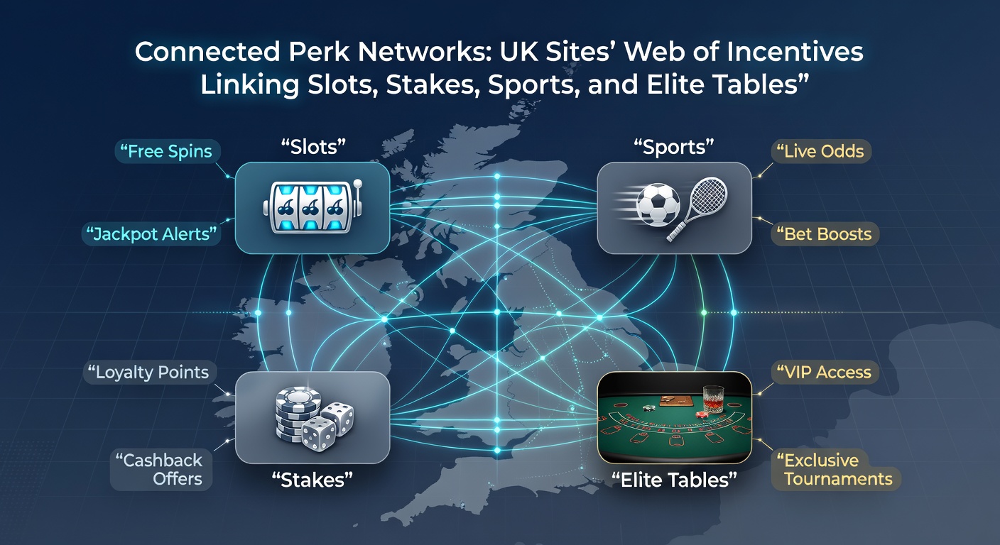Screenshot of a UK site's perk dashboard showing linked progress bars for slots, sports bets, high-stakes play, and VIP table unlocks