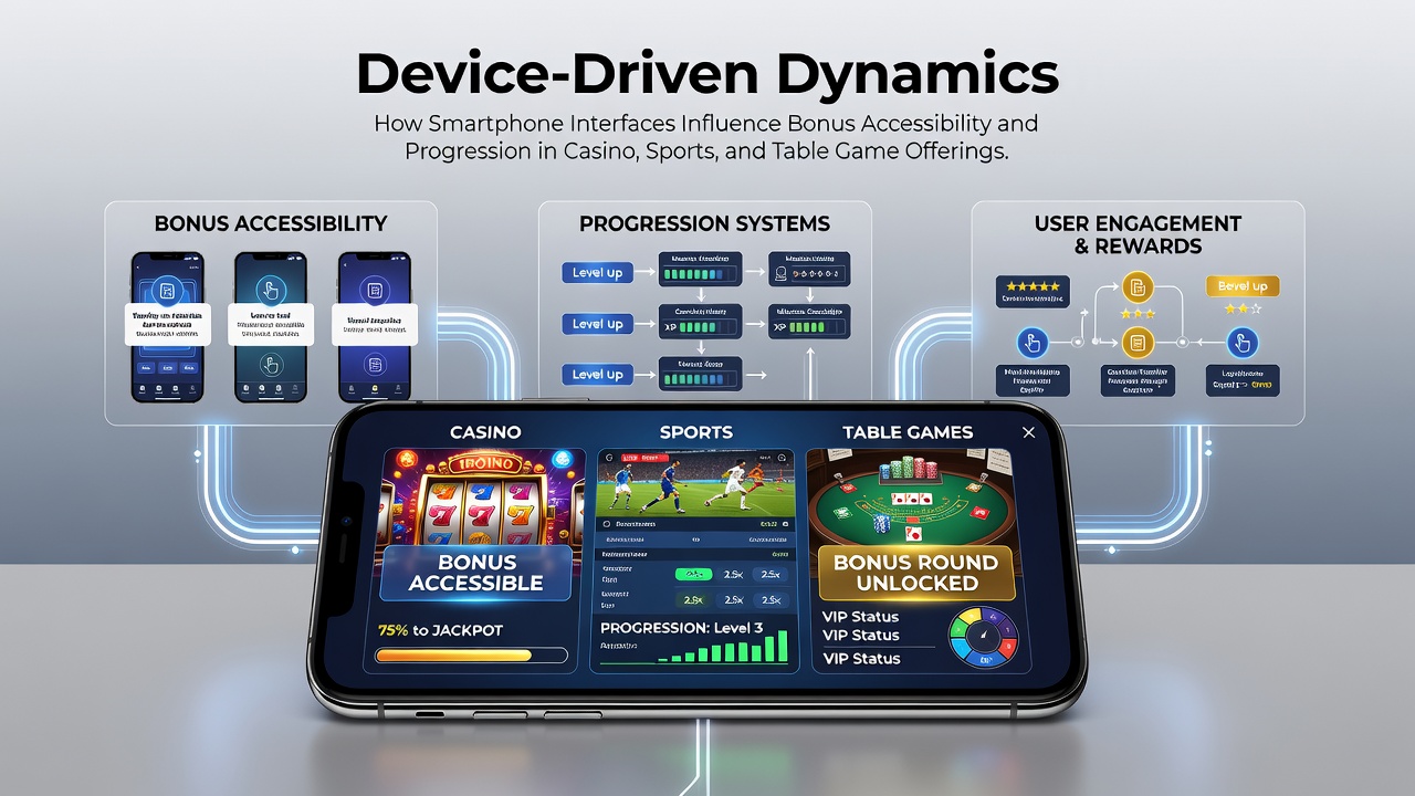 Smartphone screen showing integrated casino and sports betting bonus dashboard with touch controls