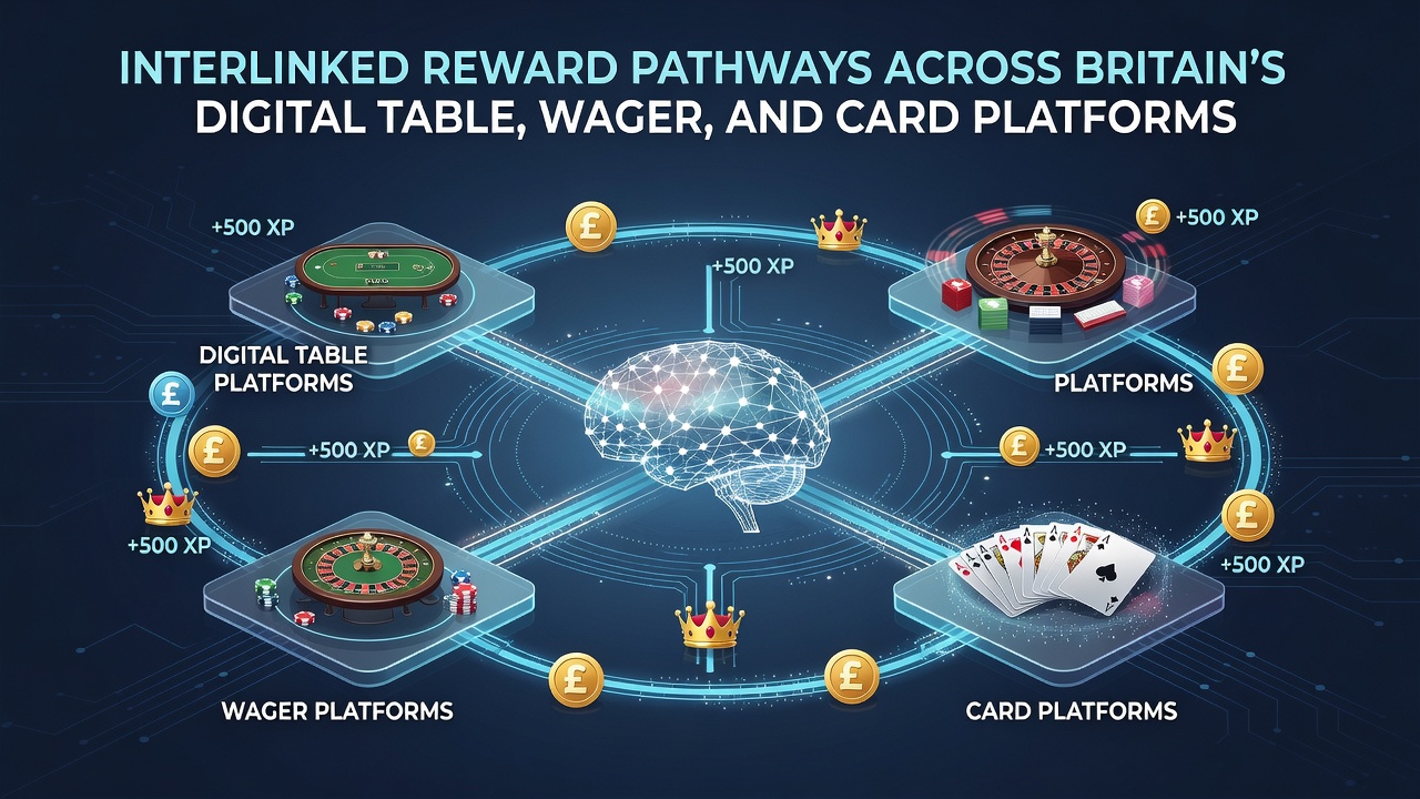 Diagram showing data flow between casino tables, sports wagers, and poker rooms in UK platforms