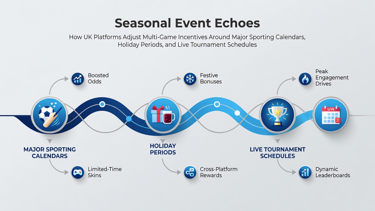 UK gaming platforms displaying seasonal bonus adjustments across casino, sports, and poker verticals during major events