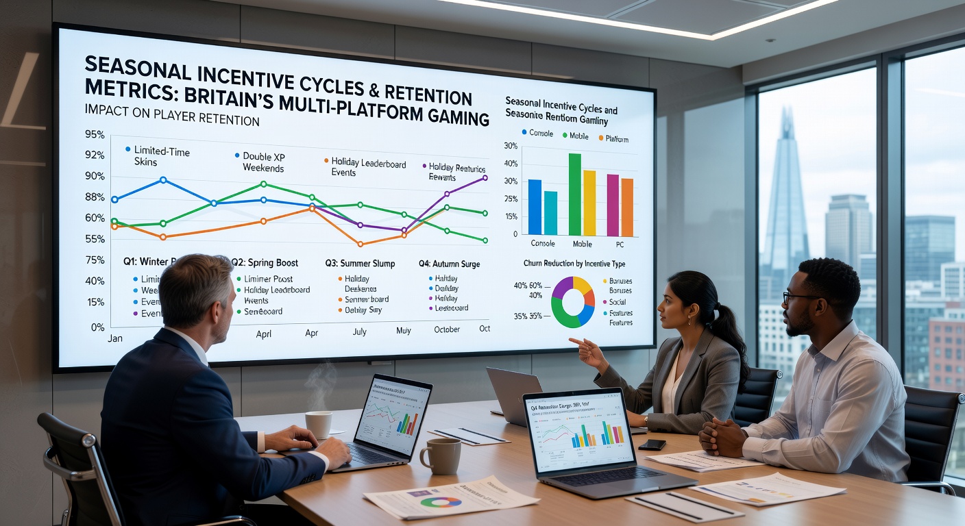 Data visualization of retention metrics influenced by seasonal bonuses in British online gaming