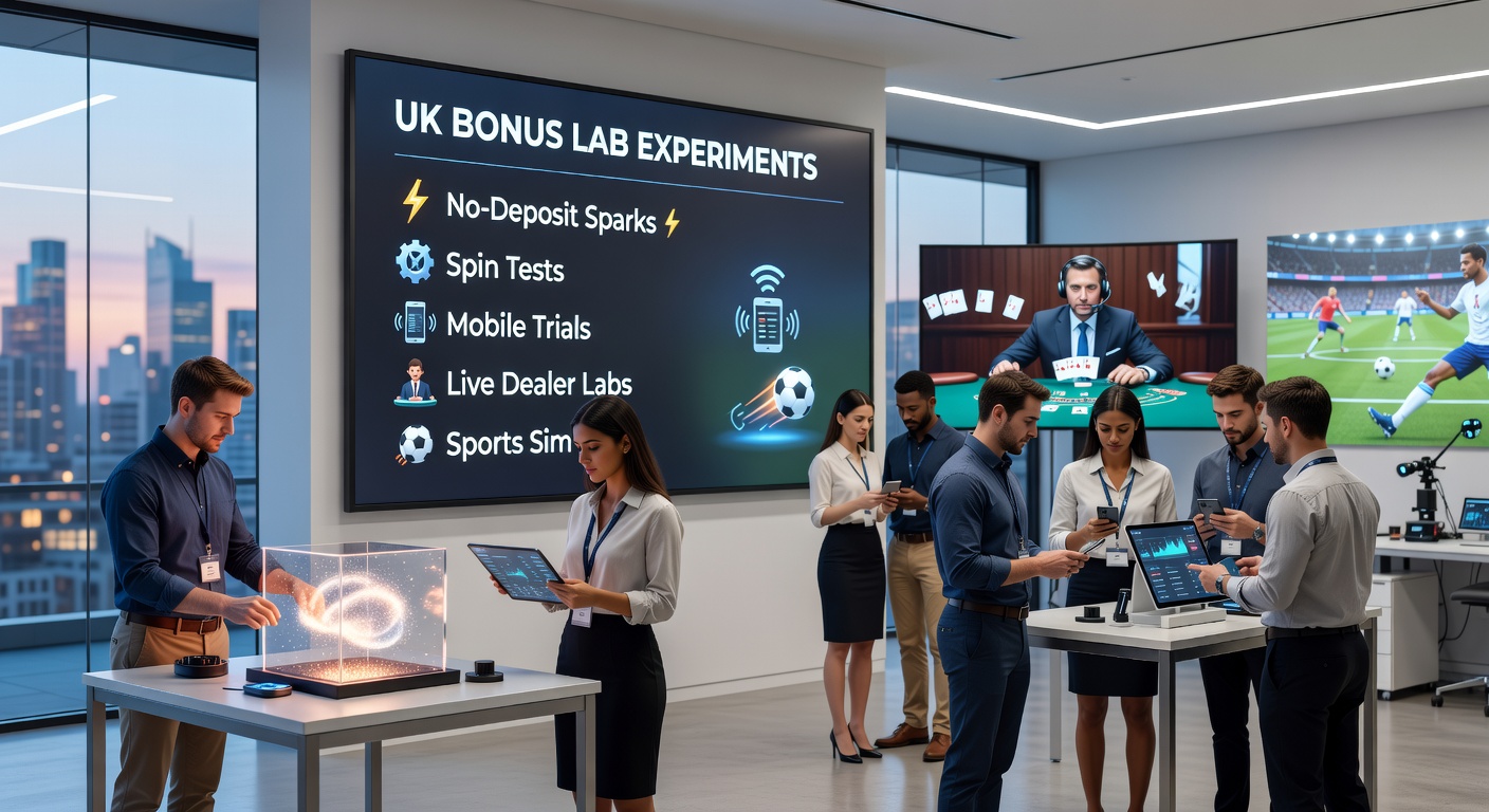Close-up of data dashboards from bonus spin tests and mobile trials, displaying graphs of player engagement metrics in UK gaming labs